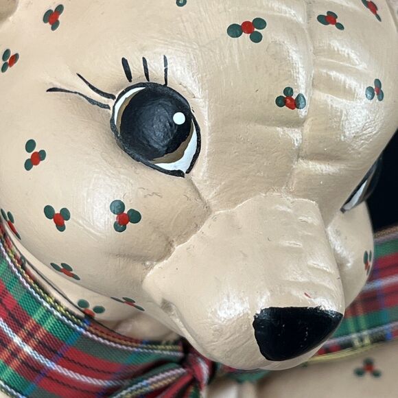 Vintage Kimple Mold Christmas Laying Quilted Hand Painted Ceramic Signed AS 1986 - Picture 9 of 12